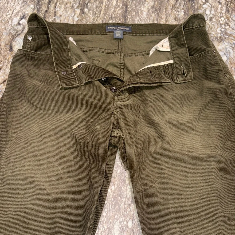 Corduroy Pants Mens 34x30 Olive Green Button Fly Banana Republic